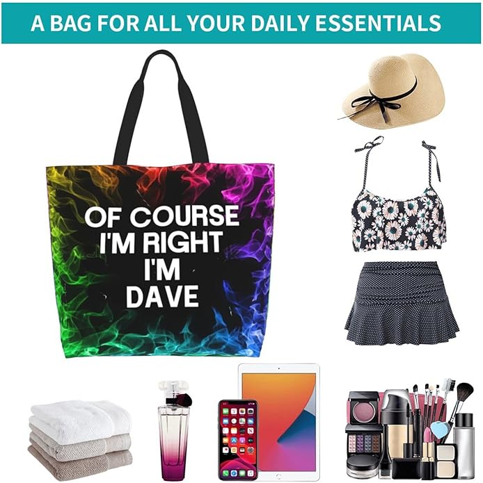 of Course I'm Right I'm Dave Large Reusable Eco-friendly Shopping Bags Portable Storage Handbag