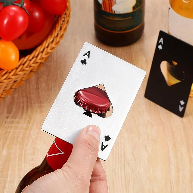 50 Pcs Ace of Spades Bottle Openers, Stainless Steel, Personalized Poker Card Bottle Openers,Nice for Wedding Party Favors, Groomsmen Gifts & Bulk Bar Supplies