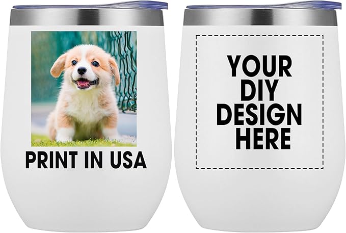 Personalized Wine Tumbler Glasses Print in USA Stainless Steel Travel Customized Coffee Cup with Lid & Straw Double Wall Insulated Mug with Colorful Text Logo Photo