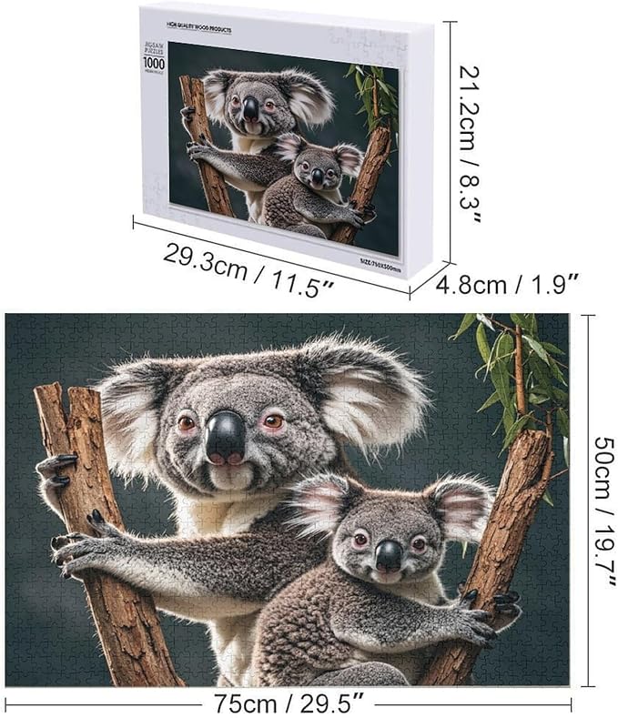 Koala with Baby - 1000 Piece Jigsaw Puzzles for Adults，Stress Relieving Game Props Positive Thinking Puzzles Party Entertainment Puzzles for Adults and Teens Toy