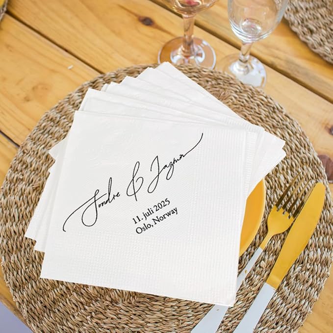 Personalized Wedding Cocktail Napkins, Customized Monogram Wedding Napkin, Custom Dinner Napkins For Bridal Shower, Custom Cocktail Napkin, Engagement Party Decorations, Anniversary Decor