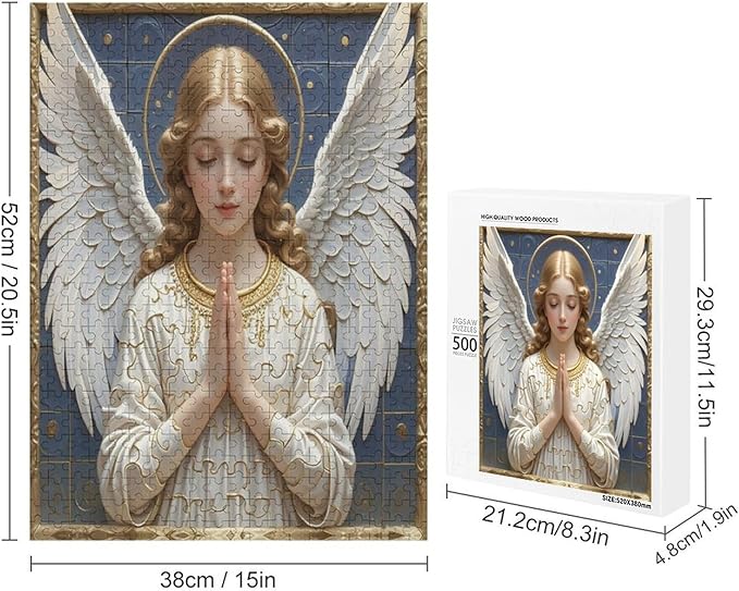 Wooden Puzzle - Classic Angel Praying Jigsaw Puzzles，Wooden Puzzles for Adults 500 Pieces Challenge Puzzles，Educational Games，Family Puzzles，Unique Gifts for Wall Art