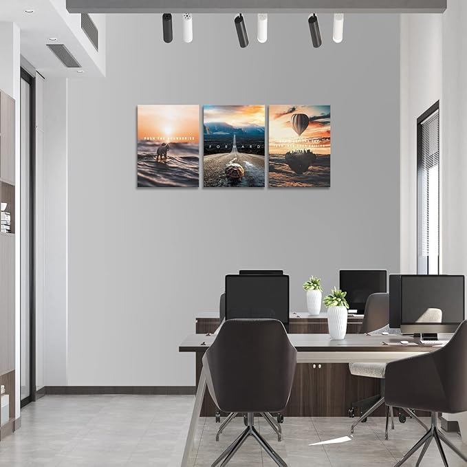 BWSPACE Motivational Canvas Wall Art-Inspirational Wall Art 3 Pieces Wall Art Decorations for Office Living Room and Bedroom Decor