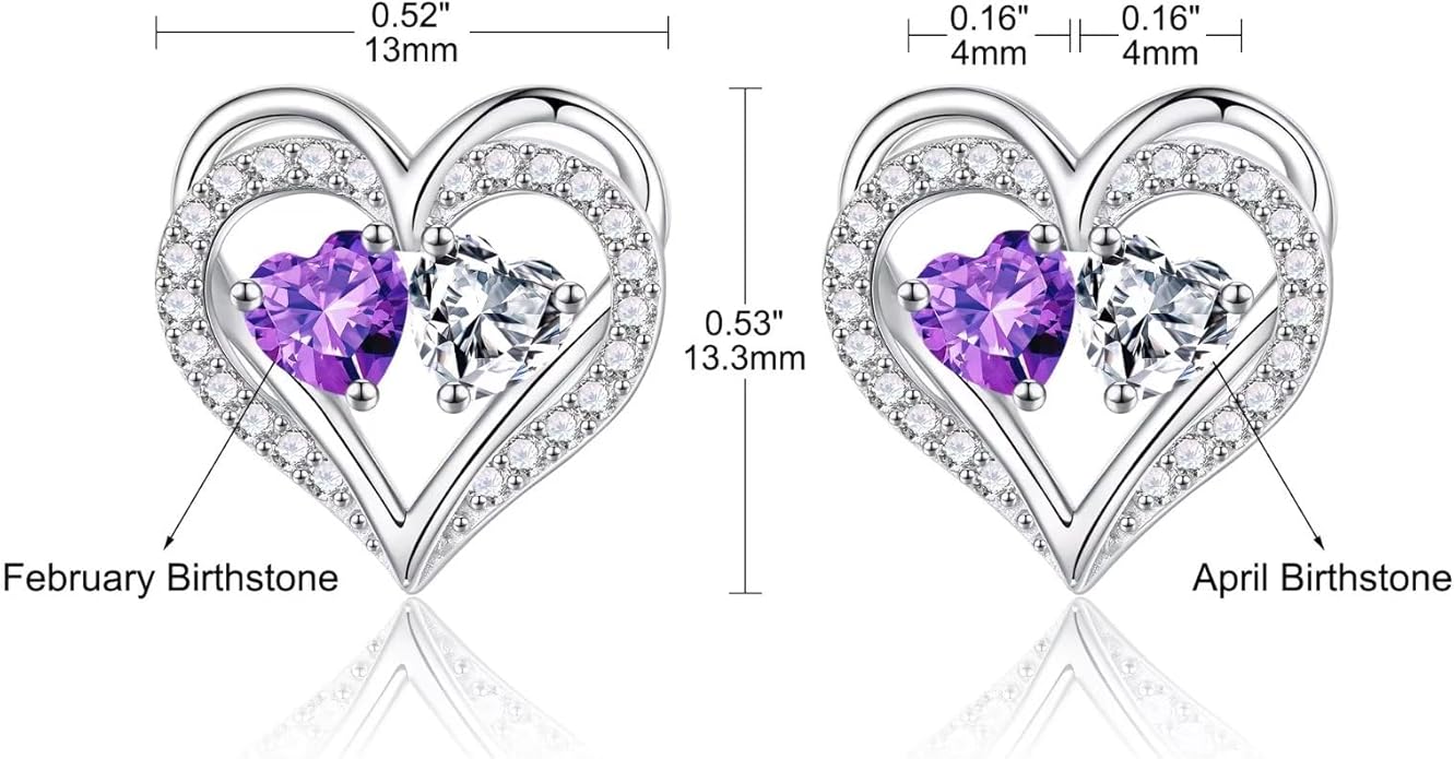 Iefil Valentines Day Gifts for Her - 925 Sterling Silver Birthstone Earrings, Anniversary Birthday Gifts for Women Wife Girlfriend Mom