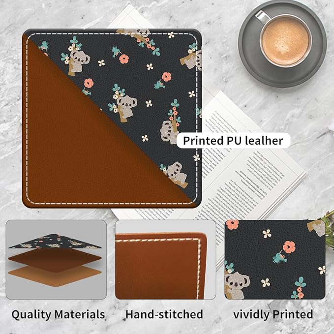 Cute Leather Bookmarks, Fun Triangle Making Corner Bookmark, Book Accessories for Reading Book Lovers, Unbreakable Page Markers for Women Men Cute Koala Flowers