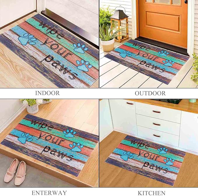 Darkyazi 23.6" x 35.4" Colorful Doormats Entrance Front Door Rug Funny Outdoors/Indoor/Bathroom/Kitchen/Bedroom/Entryway Floor Mats，Non-Slip Polyvinyl Chloride (Dog Claw Floor)