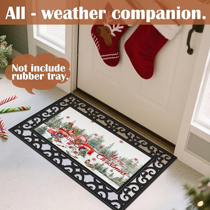 Nuanchu 12 Pcs Seasonal Door Mat Interchangeable Doormat Inserts Entrance Welcome Mats 22 x 10 Inches Non Slip Mats Gifts for Front Door Christmas Thanksgiving Decoration (No Frame)(Vivid)