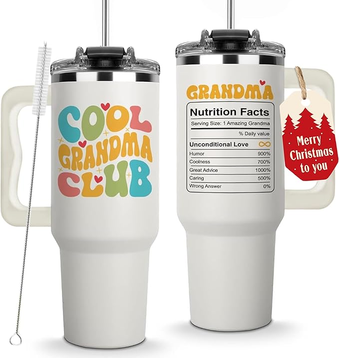 Christmas Gifts for Grandma, Cool Grandma Club Tumbler 40Oz - Grandmother Coffee Mugs, Gifts Ideas for Grandmas, Grammy, Granny, Nana, Gigi, Mimi, Mamaw - Grandmother Birthday Gift, Grandmy Cup