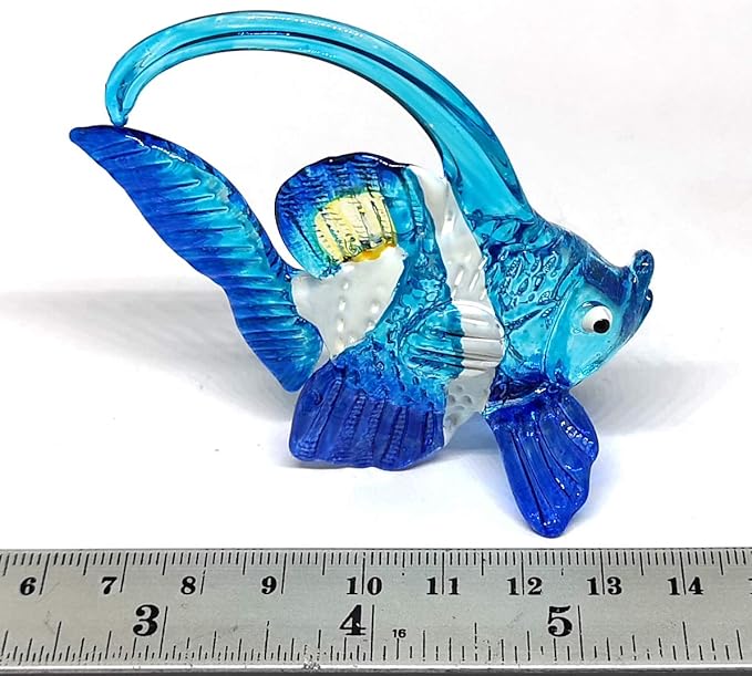 ZOOCRAFT Blown Glass Fish Figurine Animal Tropical Handicraft Miniatures Aquarium Decor