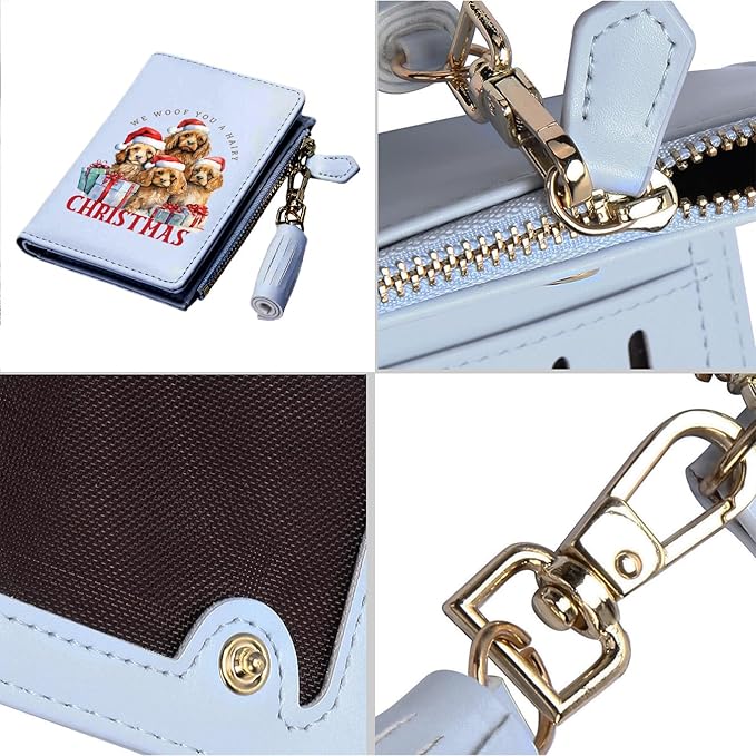 GEEAD Custom Design Small Wallets for Women Bifold Slim Coin Purse Zipper ID Card Holder for Christmas