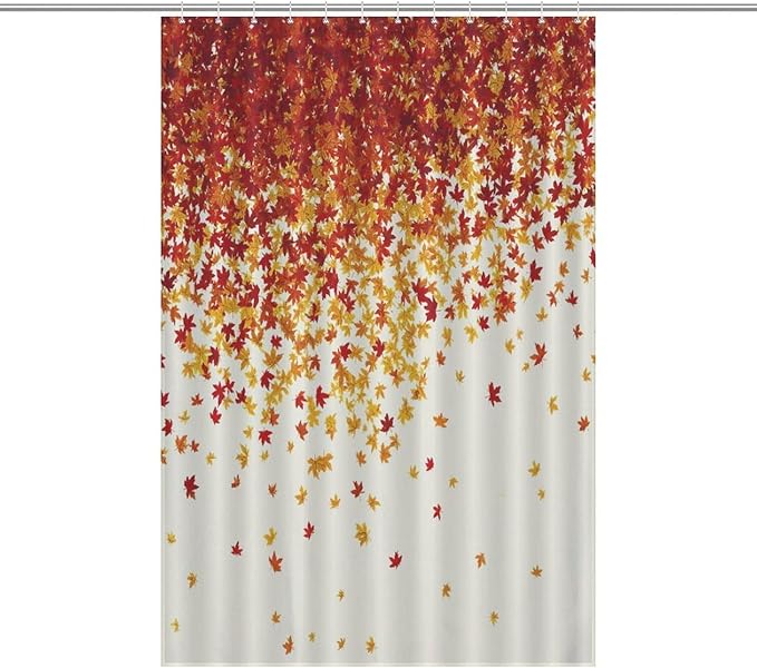 Fall Autumn Shower Curtain Maple Leaves Orange Red Leaf Harvest Waterproof Washable Fabric Bathroom Shower Curtains for Bathroom Decorations Home Indoor Decor 47x72Inch