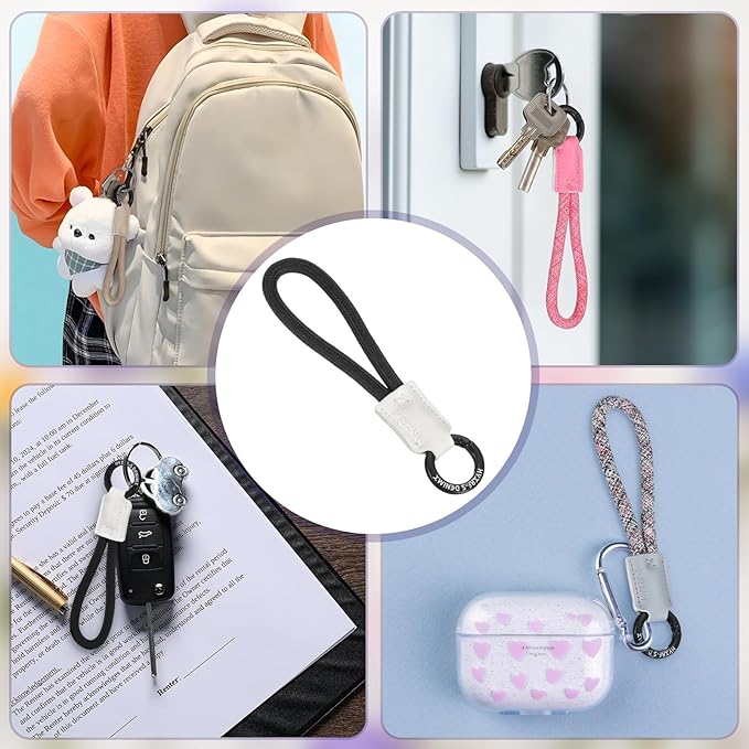 PATIKIL Handmade Cowhide Key Chain,Stylish Bag Pendant Leather Car Key Lanyard Mobile Phone Keychain Accessories, 2 Pack