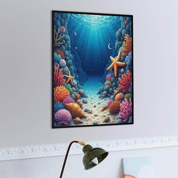 Sea Floor Wooden Puzzle 500 Pieces Jigsaw Puzzles for Adults Puzzle Educational Toys Challenging Fun Games Gifts for Elders Kids Family and Friends