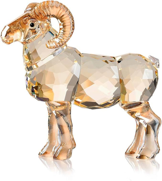 Realistic Animal Crystal Goat Art Figurine Collection Table top Ornament Statue Home Decor (Gold)
