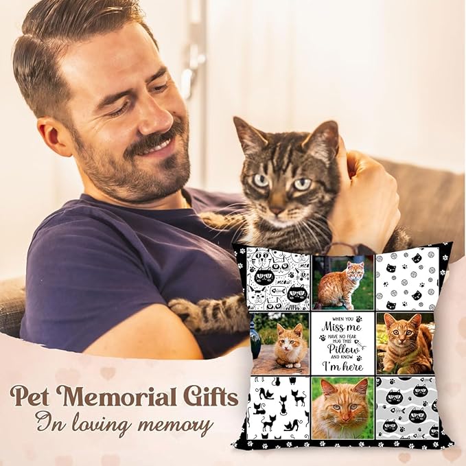 Custom Pet Memorial Throw Pillow (Insert Included), Pet Loss Sympathy Gift, Cat Memorial Gifts for Loss of Cat, Cat Remembrance Gifts, Pet Remembrance Gifts, Loss of Cat Sympathy Gift