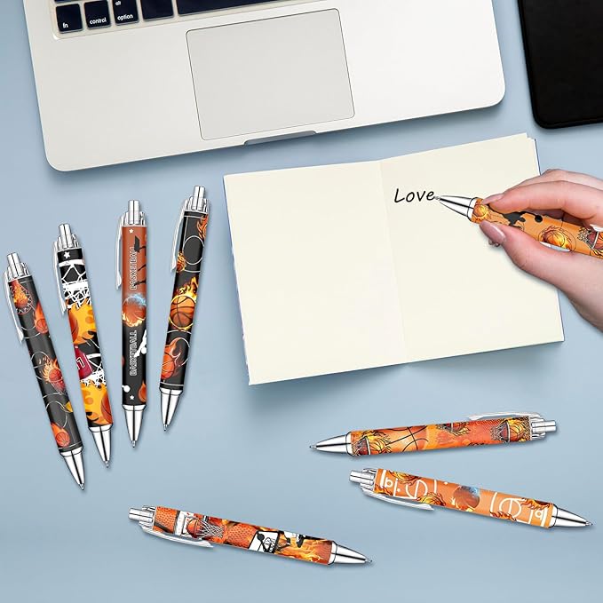 Basketball Pens Set – Fun Sports-Themed Writing Pens for kids,Students, and Coaches – Smooth Black Ink and Comfortable Grip – Great Party Favors, School Rewards, and Holiday Gift Ideas, 8 Pack