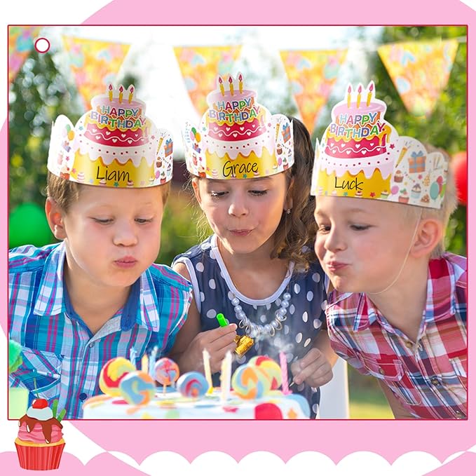 Outus 42 Pack Happy Birthday Crowns for Kids Classroom with Elastic Band for Teachers Students Kindergarten Party