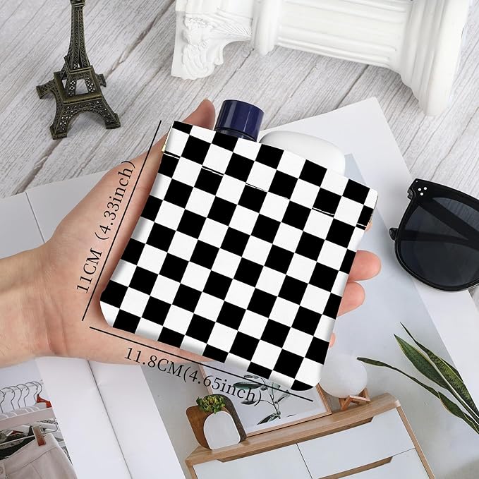 2Pcs PU Leather Small Squeeze Coin Purse Pouch Mini coin Bag Unique And Cute Wallet Cosmetic Bags Change Bag For Women Girls Men Checkered Pattern