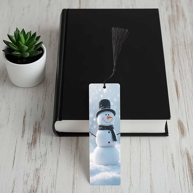 Snowman Bookmarks Set 5 with Tassels Winter Christmas Wooden Bookmarks for Reading Women Men Students Teachers School Supplies