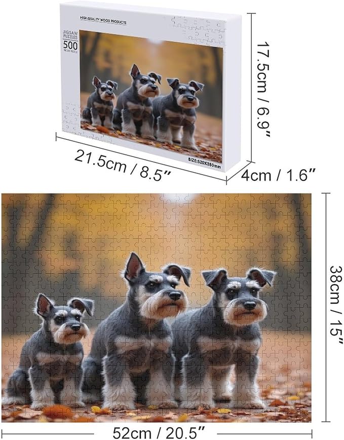Miniature Schnauzers in Autumn Park - 500 Piece Jigsaw Puzzles for Adults，Stress Relieving Game Props Positive Thinking Puzzles Party Entertainment Puzzles for Adults and Teens Toy