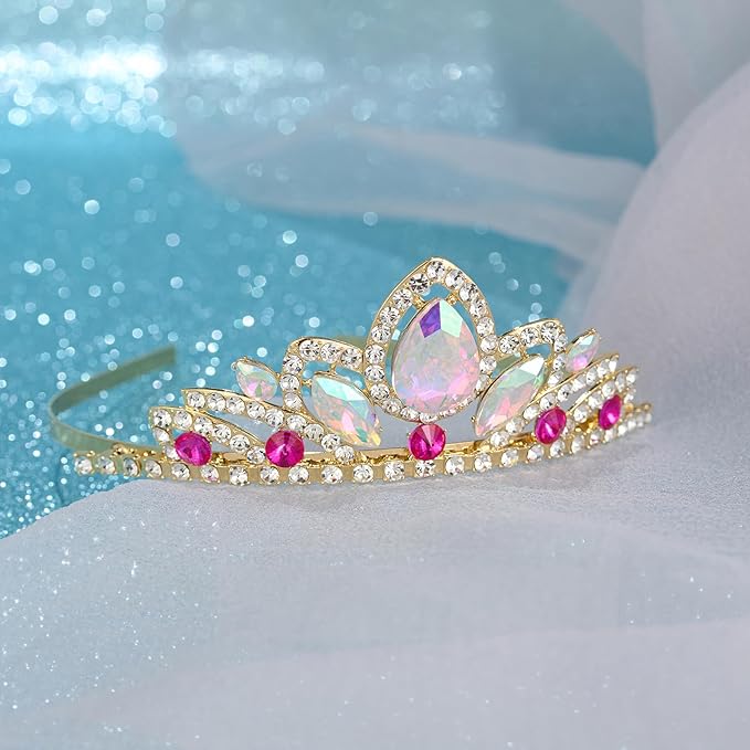 SWEETV Princess Tiara for Little Girls,Tiara Crown Headband Birthday Party Prom Costume Accessories Gift Toddler Kids Baby