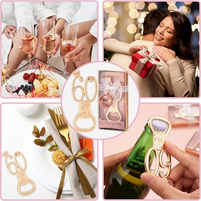 12 Packs 60th Bottle Opener, Gifts for 60th Birthday Party Favors, Wedding Anniversary Party Return, Gifts or Souvenirs for Guests, Theme Party Decorations