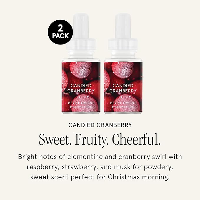 Pura & Becki Owens Home Scent Refill - Smart Home Air Diffuser - Up to 120-Hours of Luxury Fragrance per Refill - Home Essential - Clean & Safe Diffuser Fragrance - 2 Pack, Candied Cranberry