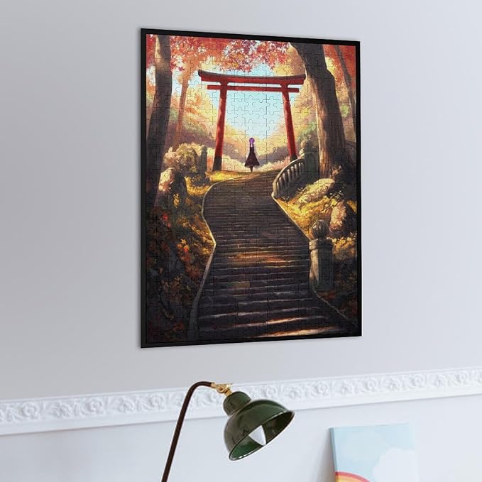 Adult Wooden Puzzle 500 Pieces - Golden Forest Pathway at Dusk Theme Jigsaw Puzzles， Exquisite Art Design，for Puzzles Challengers and Enthusiasts，Puzzle Games for Children and Adults