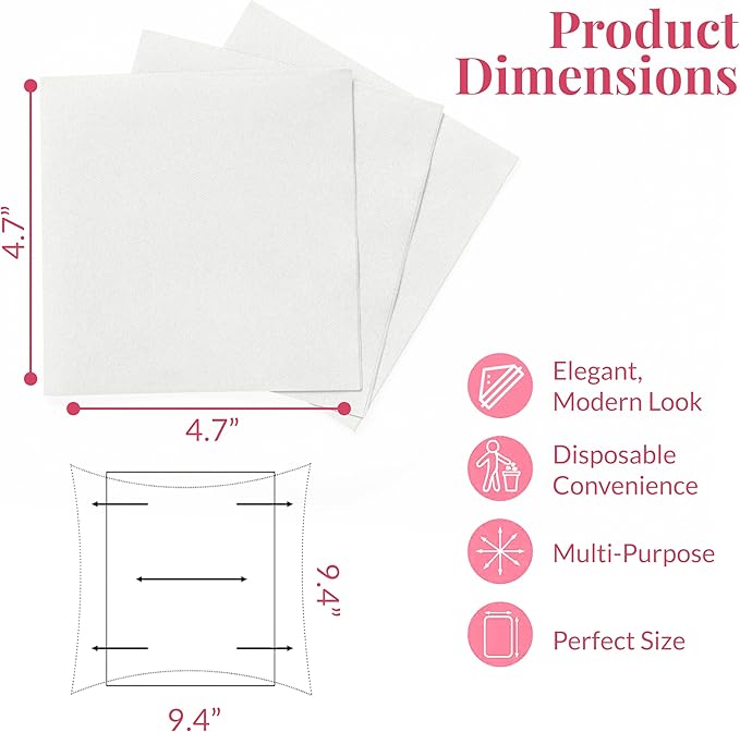 Prestee Linen Feel Guest Towels - Paper Hand Towels - Cocktail Napkins - 5inch Folded / 9.5inch Unfolded - 200 count - Soft and Absorbent Disposable Napkins for Parties and Events - White