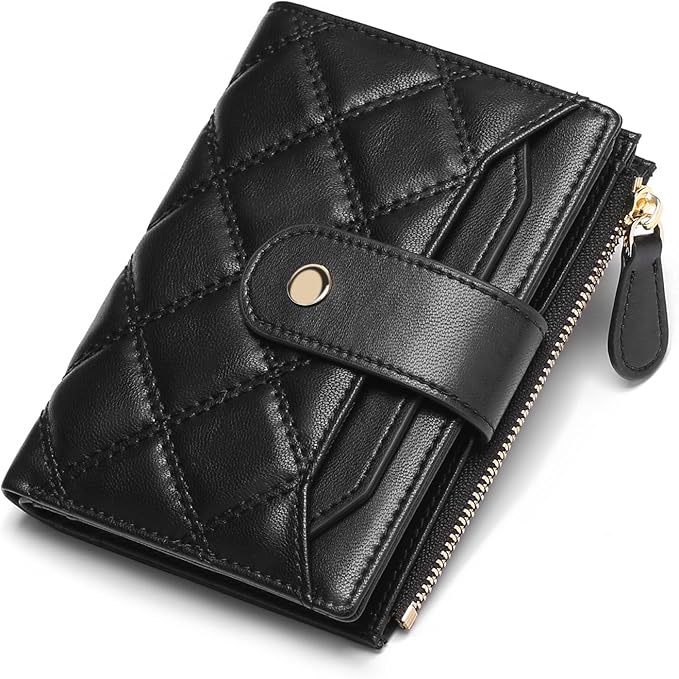 SENDEFN Small Wallet for Woman Leather RFID Blocking Bifold Zipper Pocket Credit Card Holder