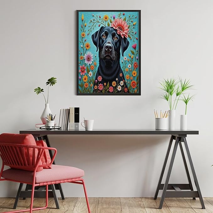 Jigsaw Puzzles for Adults 500 Piece - Black Labrador Dog Themed Wooden Puzzles，Puzzle Games Challenge Puzzles，Educational Games，Family Puzzles，Unique Gifts for Wall Art