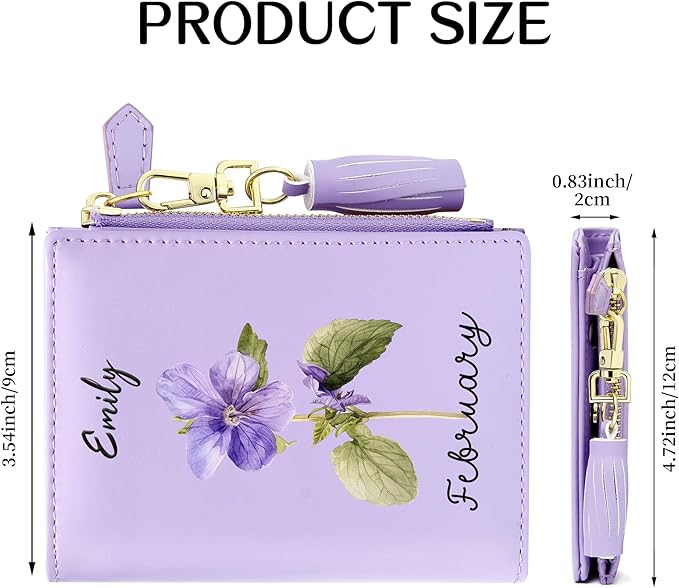 GEEAD Custom Design Small Wallets for Women Bifold Slim Coin Purse Zipper ID Card Holder PU Leather