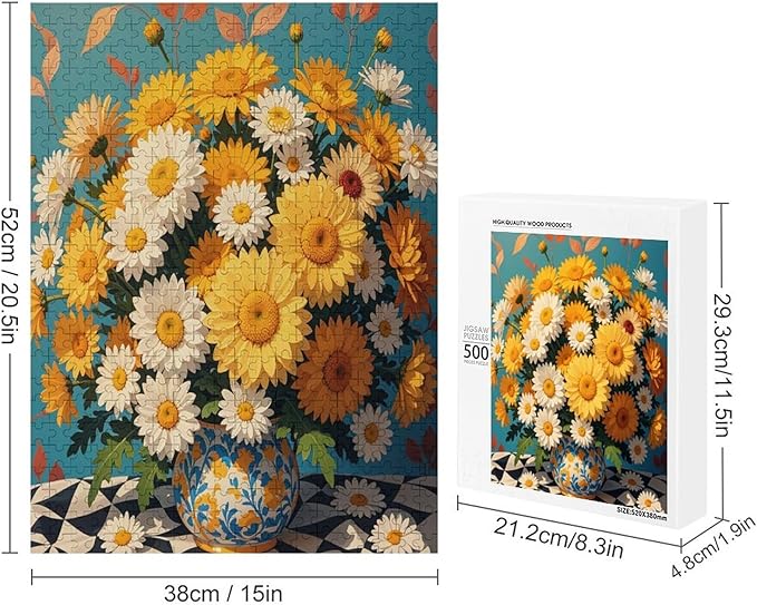 Jigsaw Puzzles for Adults 500 Piece - Chrysanthemum Themed Wooden Puzzles Challenge Puzzles，Educational Games，Family Puzzles，Unique Gifts for Wall Art ，Funny Puzzles