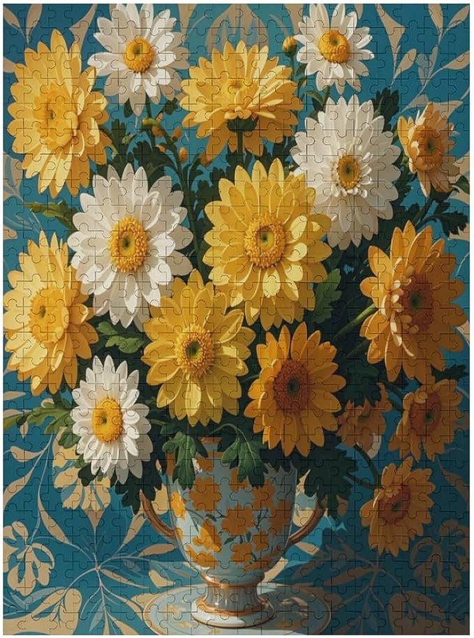 Jigsaw Puzzles for Adults 500 Piece - Chrysanthemum Themed Wooden Puzzles，Puzzle Games Challenge Puzzles，Educational Games，Family Puzzles，Unique Gifts for Wall Art