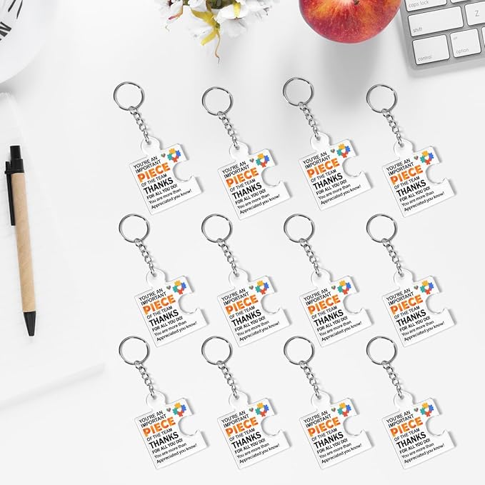 Team Appreciation Gifts for Employee Coworker Staff Bulk, Teamwork Thank You Gift Set Puzzle Piece Acrylic Keychains