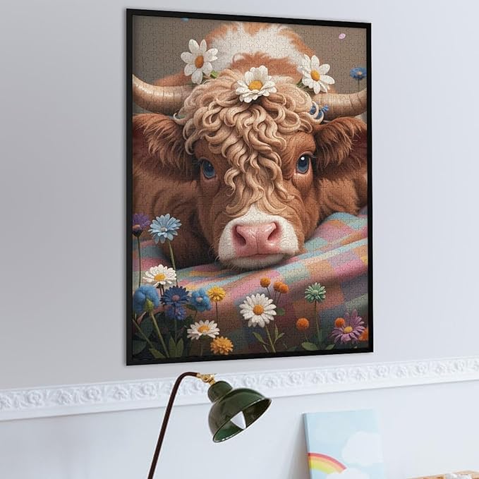Adult Wooden Puzzle 1000 Pieces - Cute Cow Theme Jigsaw Puzzles， Exquisite Art Design，for Puzzles Challengers and Enthusiasts，Puzzle Games for Children and Adults
