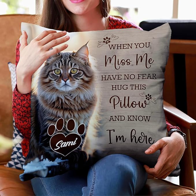 Custom Pet Memorial Throw Pillow (Insert Included), Cat Memorial Pillow, Cat Memorial Gifts for Loss of Cat, Loss of Cat Sympathy Gift, Pet Loss Sympathy Gift, Cat Remembrance Gifts