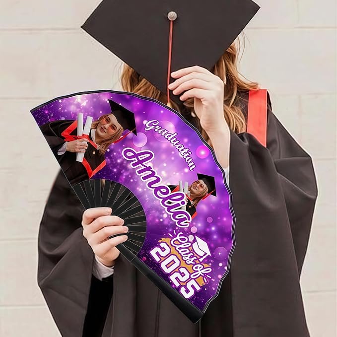 Custom Graduation Fans Personalized Fans for Line Dancing Folding Popping Fans for Wedding Dancing Concert Cosplay Party