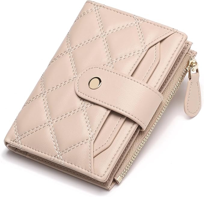 SENDEFN Small Wallet for Woman Leather RFID Blocking Bifold Zipper Pocket Credit Card Holder