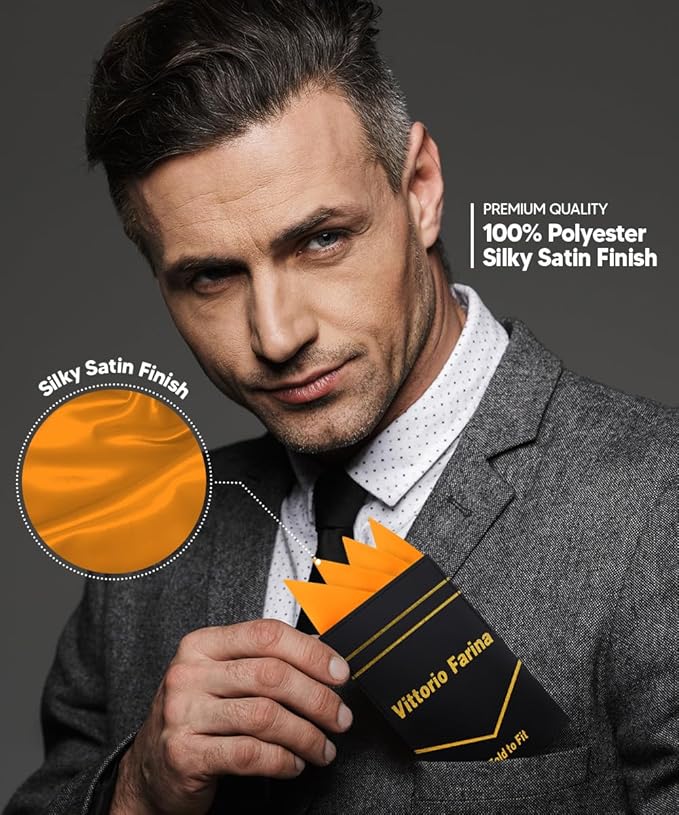 Premium Pre-Folded Four-Point Suit Pocket Square for Men with Sewn Pocket Fold