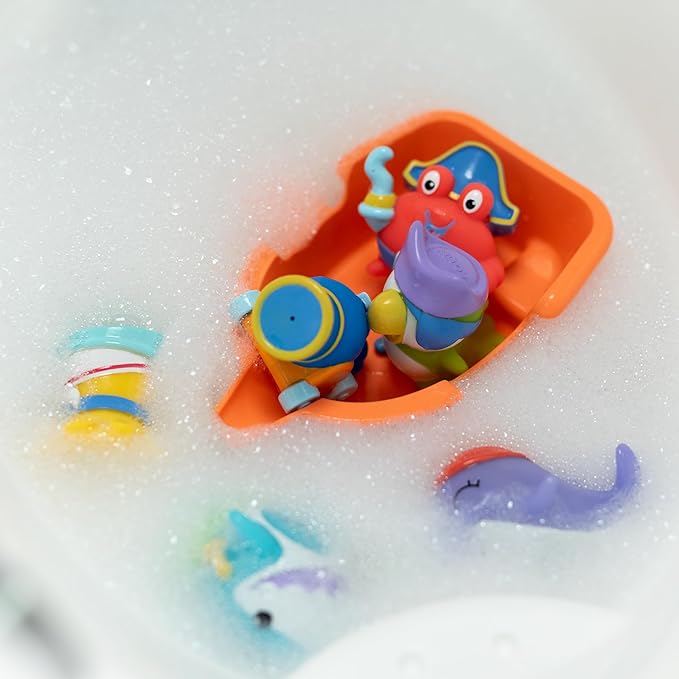 Nuby Pirate Pals Bath Toy Set - Interactive Bath Time Toys - 18+ Months