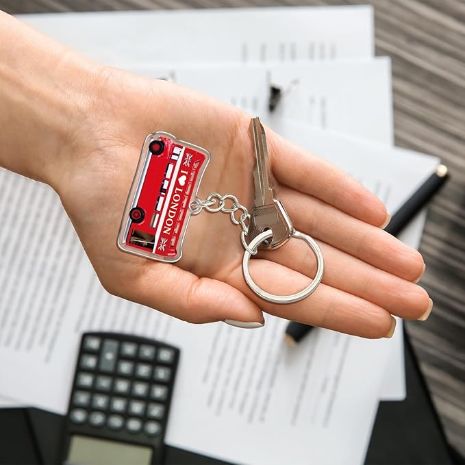 50 Pcs London Souvenirs Acrylic Keychain Gifts Bulk London Keychain Bus Telephone Booth British Flag Travel Souvenirs