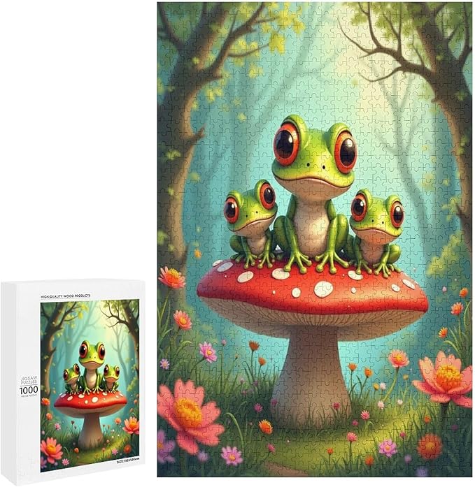 Jigsaw Puzzles for Adults 1000 Piece - Colorful Frogs Wooden Puzzles, Family Puzzles，Educational Games，Challenge Puzzles Puzzle Games