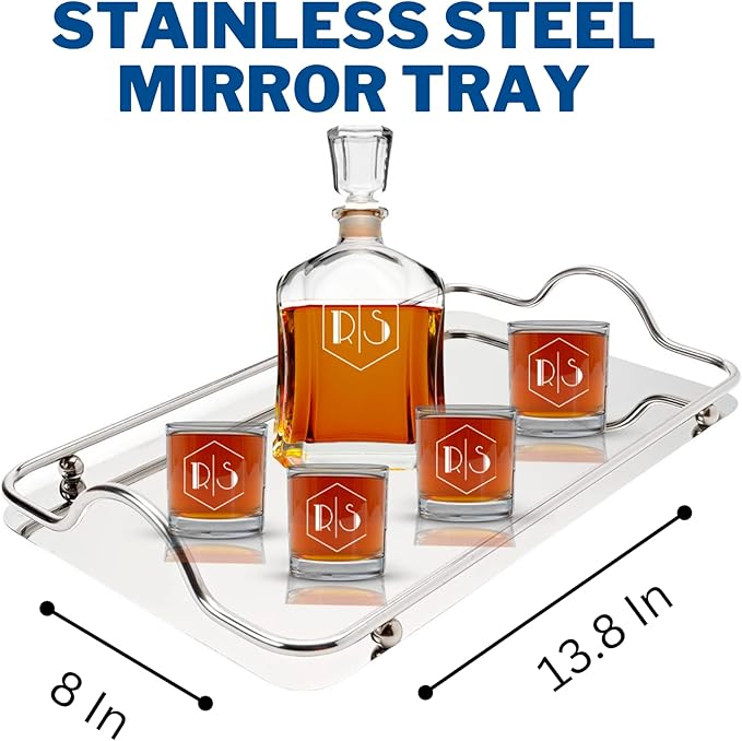 Personalized Whiskey Decanter Sets for Men - Custom Engraved Whisky Glasses & Italian Liquor Decanter - Gifts For Men, Christmas, Anniversary, Birthday