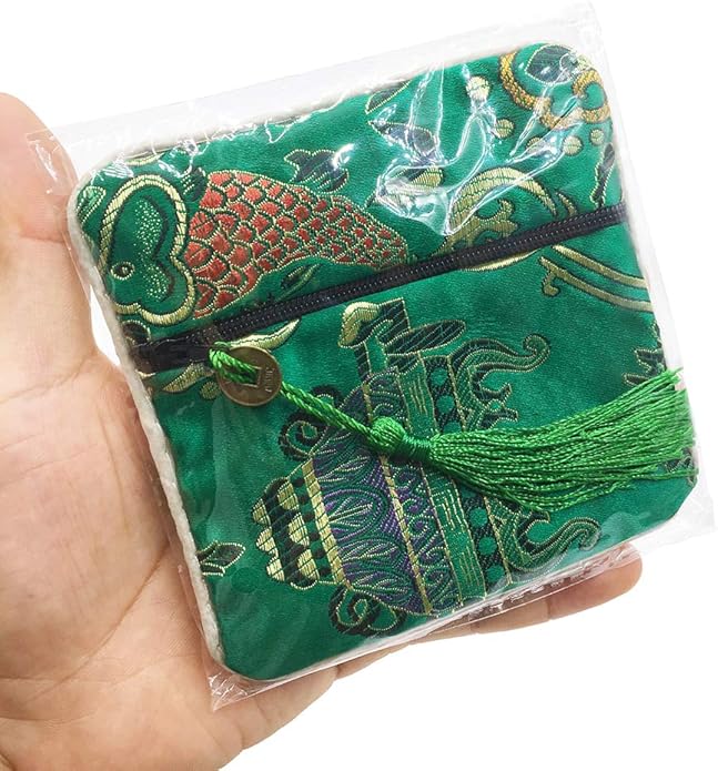 24pc Chinese Silk Brocade Coin Purse Embroider Jewelry Bag Zipper Wallet Pouch