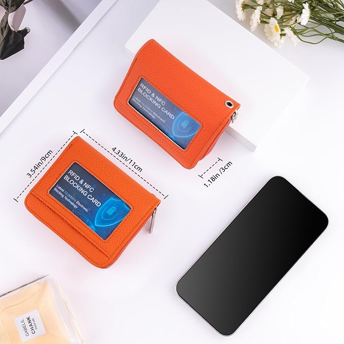 Genuine Small Wallet for Women, Slim RFID Blocking Credit Card Holder with ID Window, Compact Purses for Women with 31 Card Slots