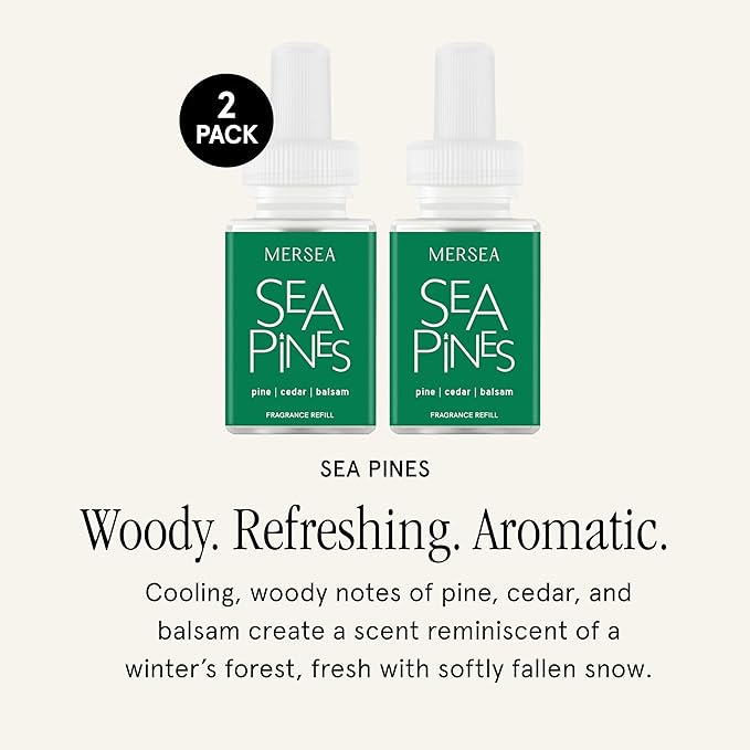 Pura & Mersea Home Scent Refill - Smart Air Diffuser - Up to 120-Hours of Luxury Fragrance per Refill - Home Essential - Clean & Safe Diffuser Fragrance - 2 Pack, Sea Pines