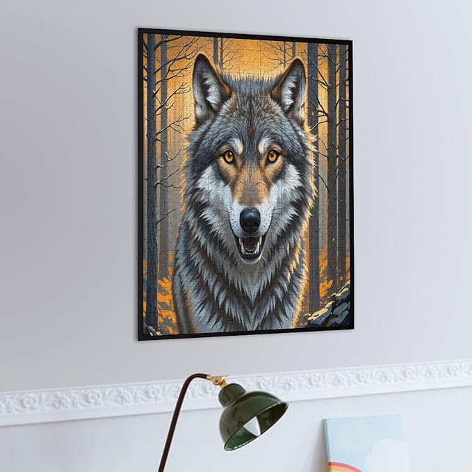 Puzzles for Adults 500 Pieces Wooden Jigsaw Puzzle - King of Wolves Theme Puzzle，Party Games，Family Toys，Educational Puzzles，Stress Relief Wooden Puzzle，Gifts for Family，Colleagues and Friends
