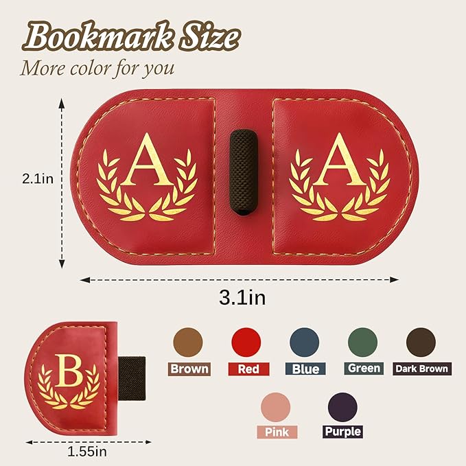 Personalized Leather Magnetic Bookmark with Pen Holder, Custom Bygone Mark Bookmark with Pen Holder, Custom Bookmarks with 26 Letters for Reading Women, Men, Teachers, Book Lovers（Green，Y）