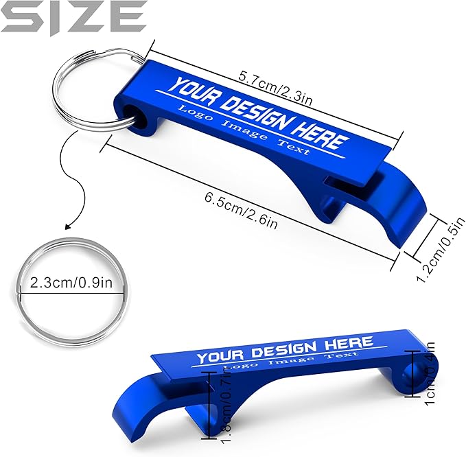 30 Pcs Personalized Bottle Opener Keychain, Engrave Your Own Logo Text Custom Aluminum Beer Bottle Opener Can Opener for Wedding Favors, Bar, Graduation, Birthday Party, Anniversaries (30 Pcs)